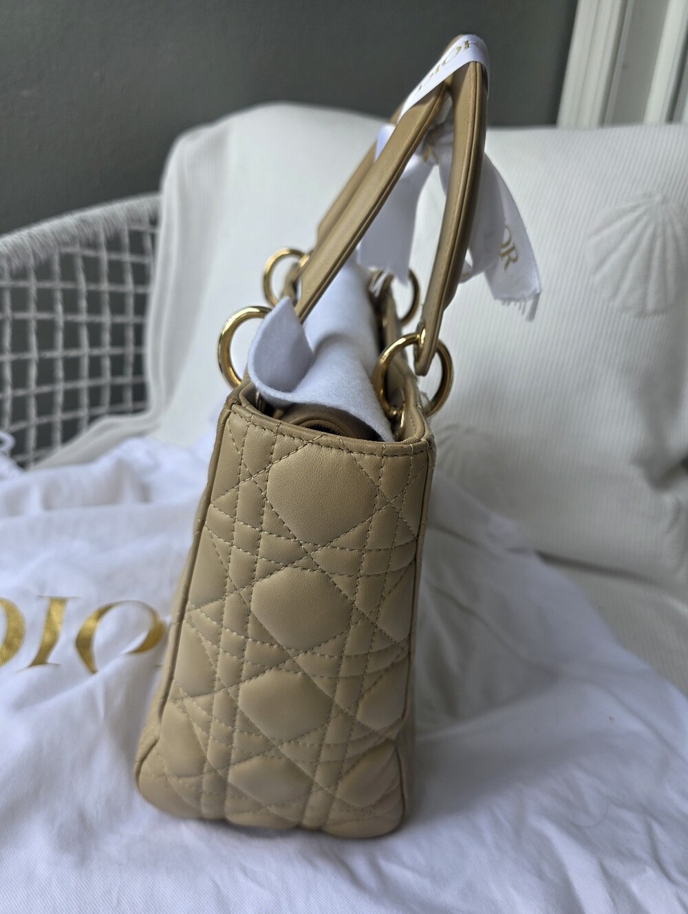 Dior Beige Lady Bag with Gold Hardware - Picture 13 of 16